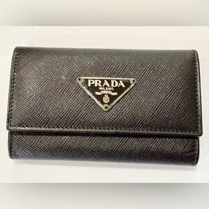Prada Black Saffiano Leather Key Case Holder